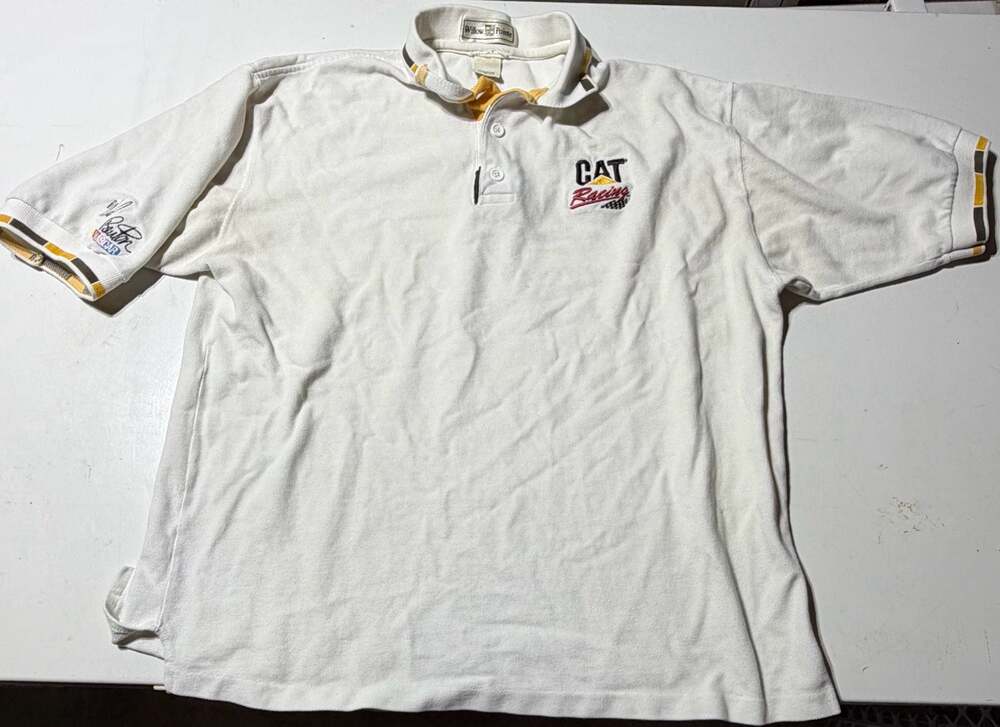 Vintage Willow Pointe NASCAR CAT Racing Ward Burton White Polo Shirt Size L